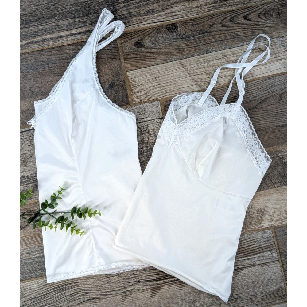 LOT 2! SIZE 38/44💋Vtg Shadowline Slip Camis Camisole Negligee Lingerie Nylon